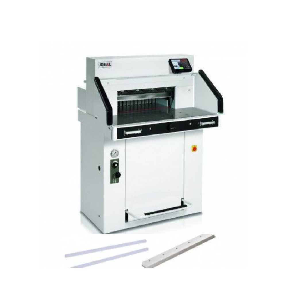 $730/Month Brand New MBM VRCut Ready Triumph 5560 21-5/8" Fully-Automatic, Fully-Programmable Hydraulic Paper Cutter, Trimmer Package With Side Tables (CU0440), Knife (AC0684), Sticks (AC0678)- CU0493VP