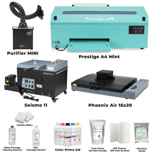 Prestige A4 DTF Printer Bundle: Print, Cure, and Powder with Precision