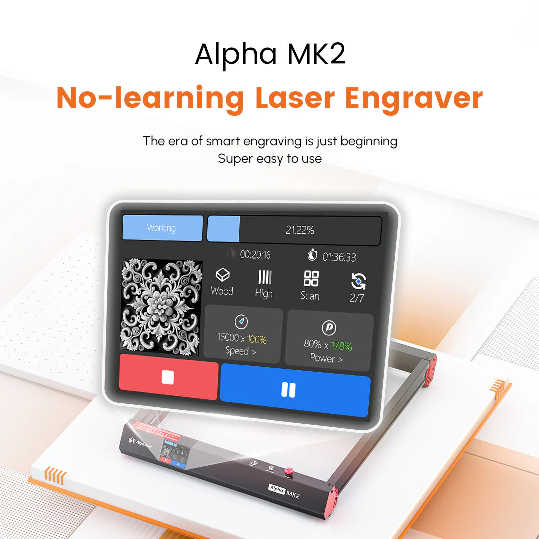 SUPER EASY TO USE Engraving Machines Algolaser Alpha MK2 20W High Quality Diode Laser for Metal and Non-Metal Materials