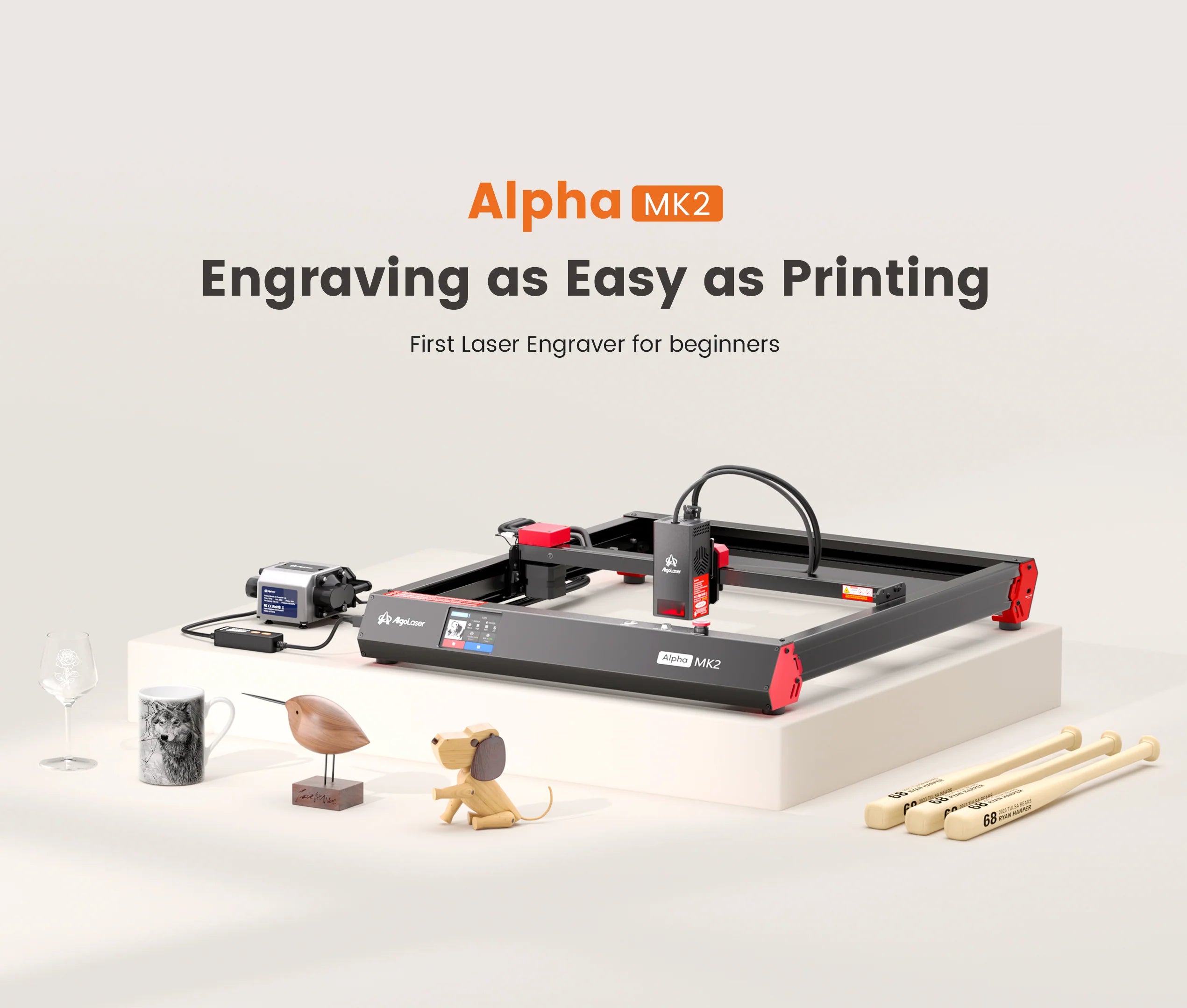 SUPER EASY TO USE Engraving Machines Algolaser Alpha MK2 20W High Quality Diode Laser for Metal and Non-Metal Materials