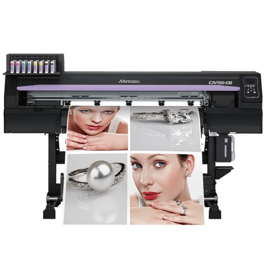 Absolute Toner $198/Month 54" Mimaki CJV150-130 REPO Current Model Print/Cut (Printer/Cutter) 54" Inches Plotter With Auto Soaking and Take-up Unit Print and Cut Plotters