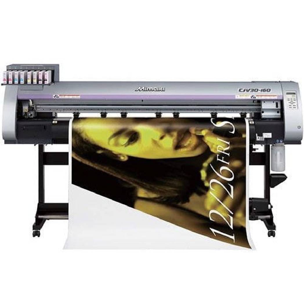 Absolute Toner $159/mo. 64" NEW HEAD MIMAKI PRINT & CUT CJV30-160 Hybrid ECO-SOLVENT Printer/Cutter Engaged In Printing Of Large Size Signage & Vehicle Tinting, Wrapping, PPF Large Format Printers