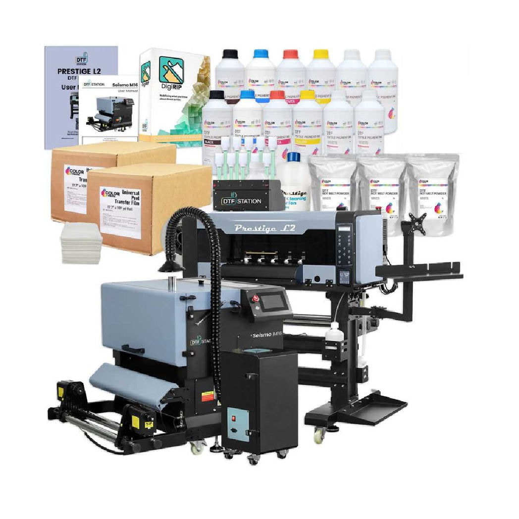 Absolute Toner $453/Month New DTF Station Prestige L2 DTF Bundle Includes L2 DTF 16" Inch Roll Printer And DTF Shaker Bundle Containing Seismo M16 & Purifier L2 DTF printer