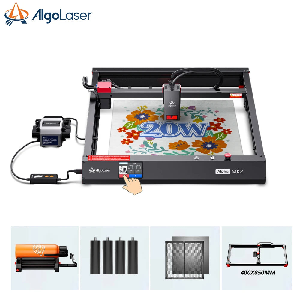 SUPER EASY TO USE Engraving Machines Algolaser Alpha MK2 20W High Quality Diode Laser for Metal and Non-Metal Materials