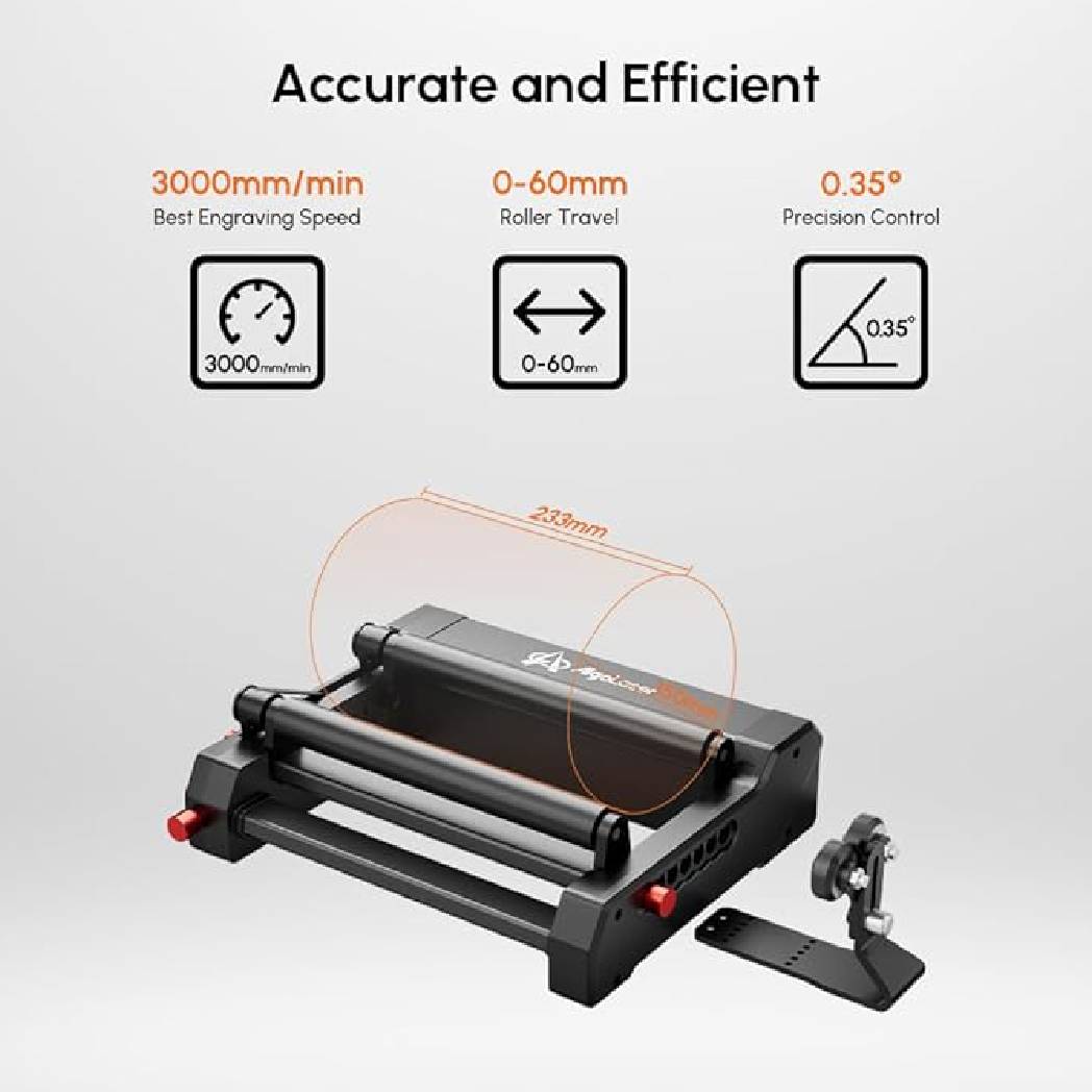 Absolute Toner Brand New Algolaser Rotary Roller for Laser Engraver, 360° Laser Engraver, Y-axis Rotating Module for Laser Engraver, Cylindrical Objects, Glasses, Cans, Bottles