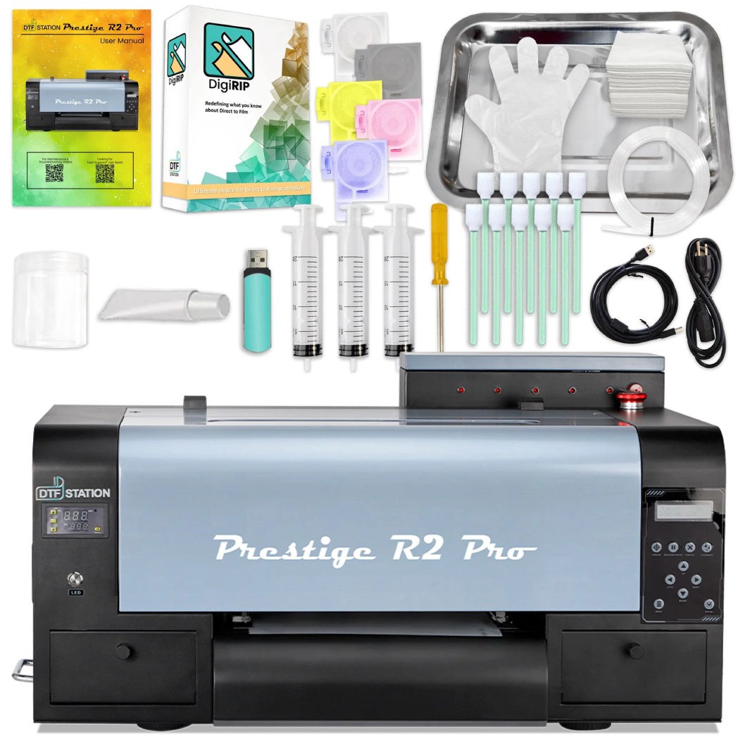 Absolute Toner $257/Month New Prestige 13" R2 PRO A3 DTF PRINTER SHAKER/OVEN BUNDLE 110V 13" Media Roll (Dual Epson i1600 Print Heads) Digirip Software And Miro 13 DTF Powder Shaker/Oven with Air Purifier DTF printer