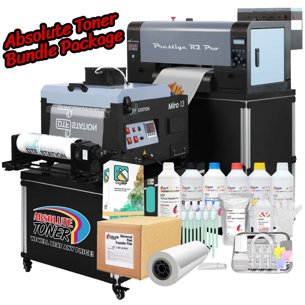 Absolute Toner $275/Month New Prestige R2 PRO 13" Media Roll DTF Printer 110V A3 (Dual Epson i1600 Print Heads) With New Miro 13 DTF Powder Shaker DTF printer