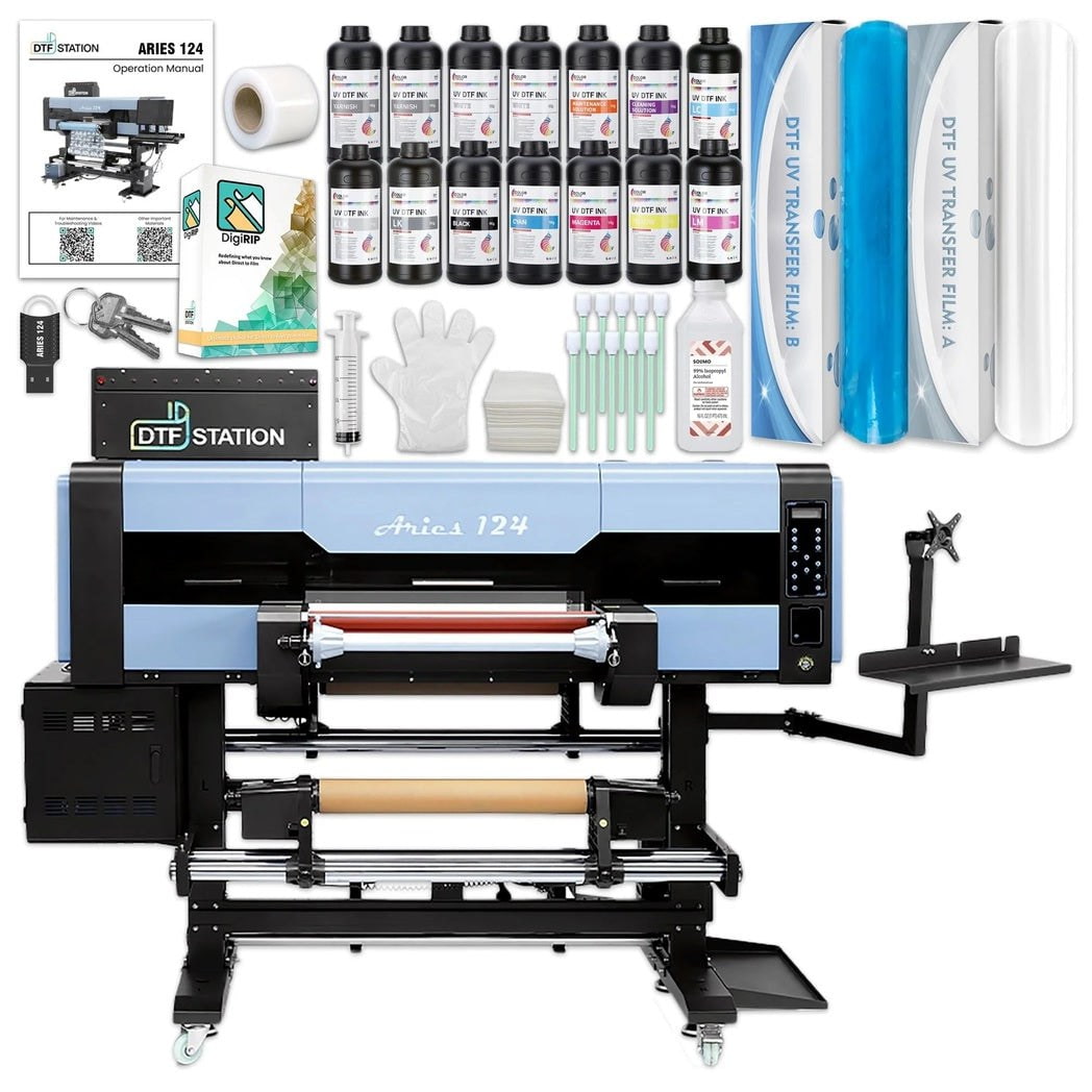 Absolute Toner $689/Month New DTF STATION Aries 124 60CM 24" Inch Commercial UV DTF Direct To Film Printer And Supplies 2-in-1 Printing & Laminating DTF printer