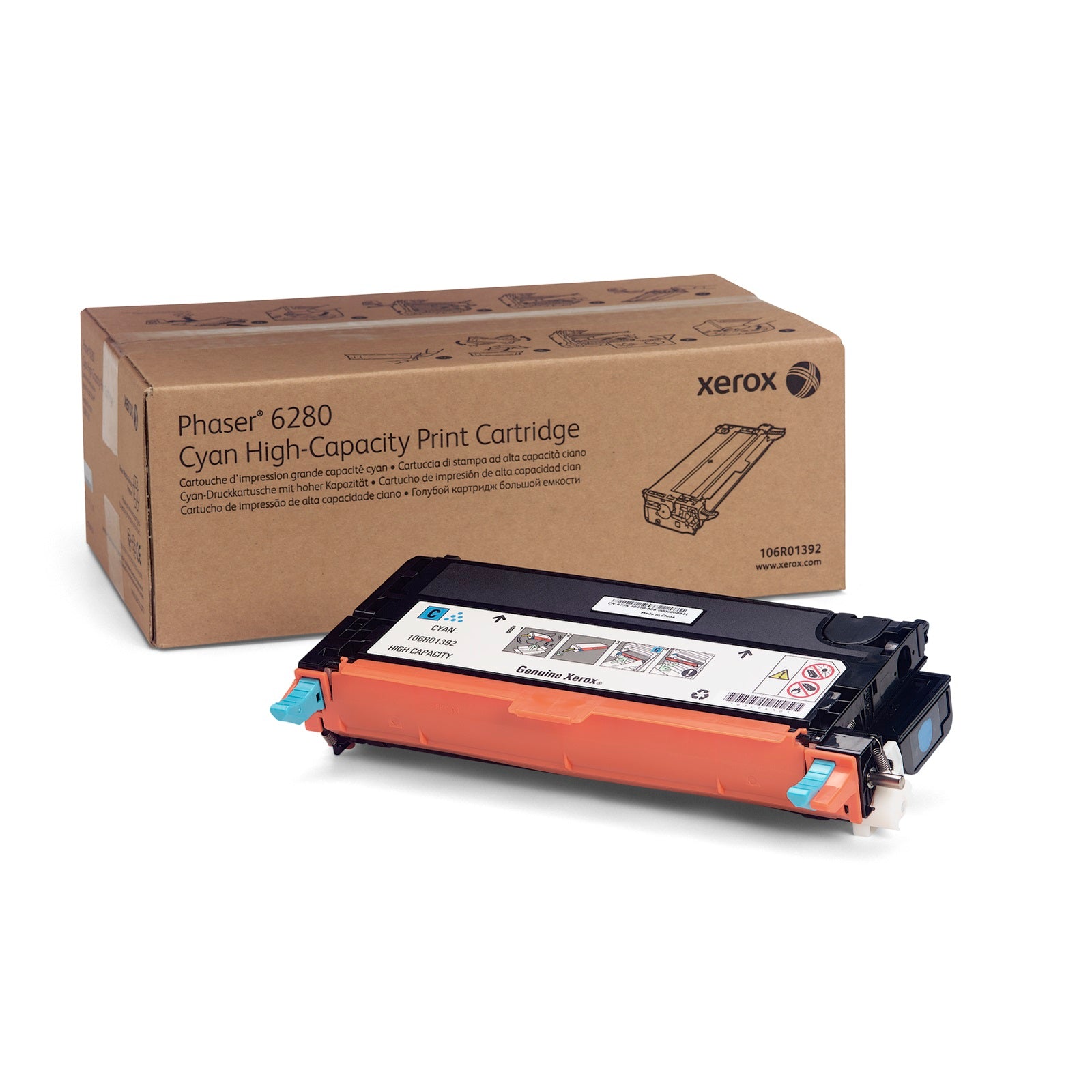 Absolute Toner Xerox Phaser 6280 High Yield Original Genuine OEM Cyan Toner Cartridge 106R01392 Original Xerox Cartridges